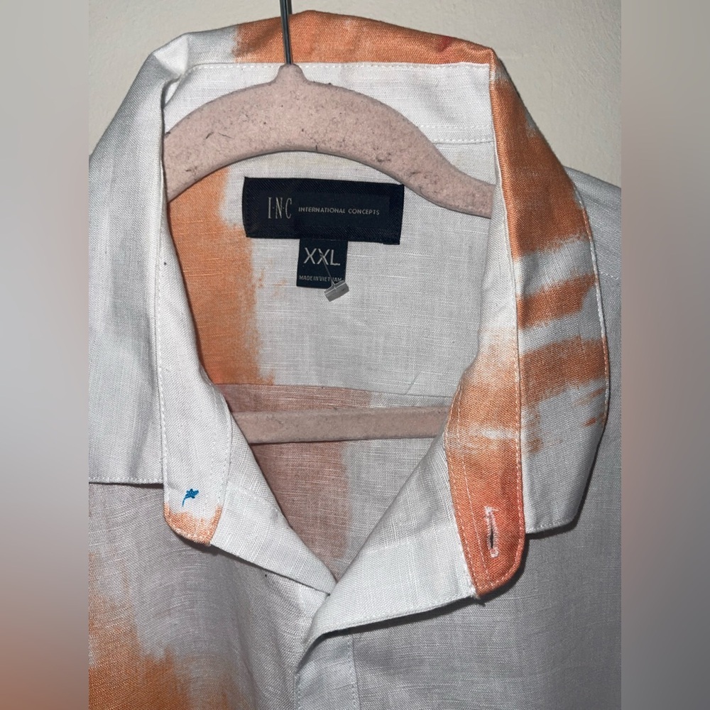 NWOT International Concepts INC Men's Tie Linen Blend Dyed Button Down Shirt - Picture 5 of 9